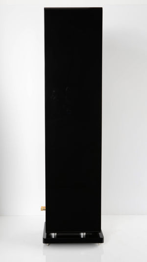 Left side view of a used Audiovector QR5 Floorstanding Speaker in a Gloss Black finish