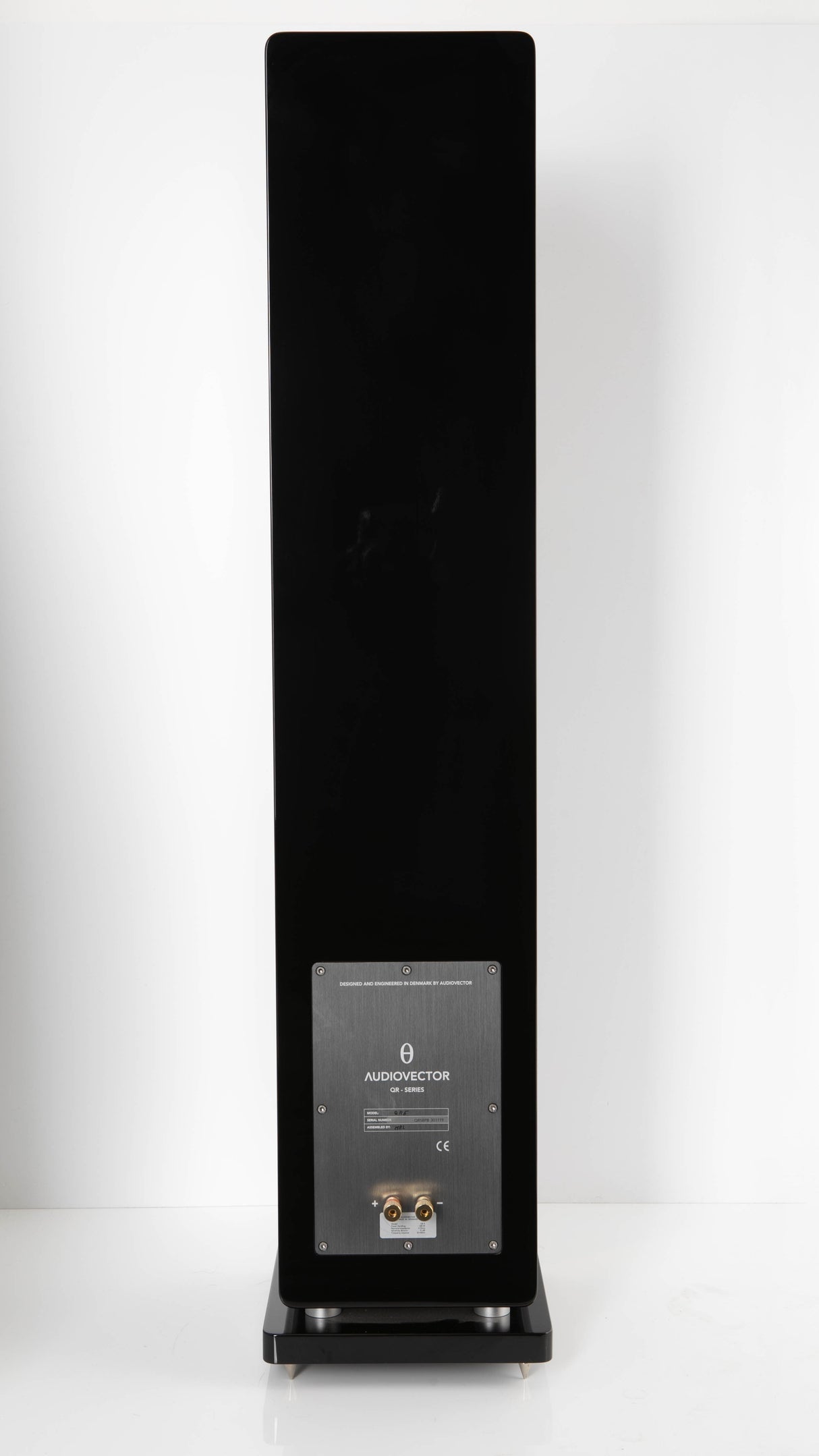 Rear view of a used Audiovector QR5 Floorstanding Speaker in a Gloss Black finish