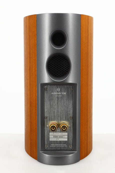 Rear view of a used Audiovector R1 Signature Standmount Speaker in Walnut finish 
