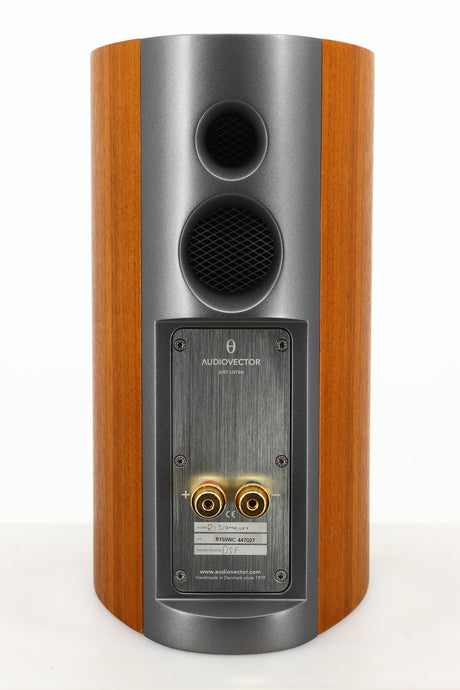 Rear view of a used Audiovector R1 Signature Standmount Speaker in Walnut finish 