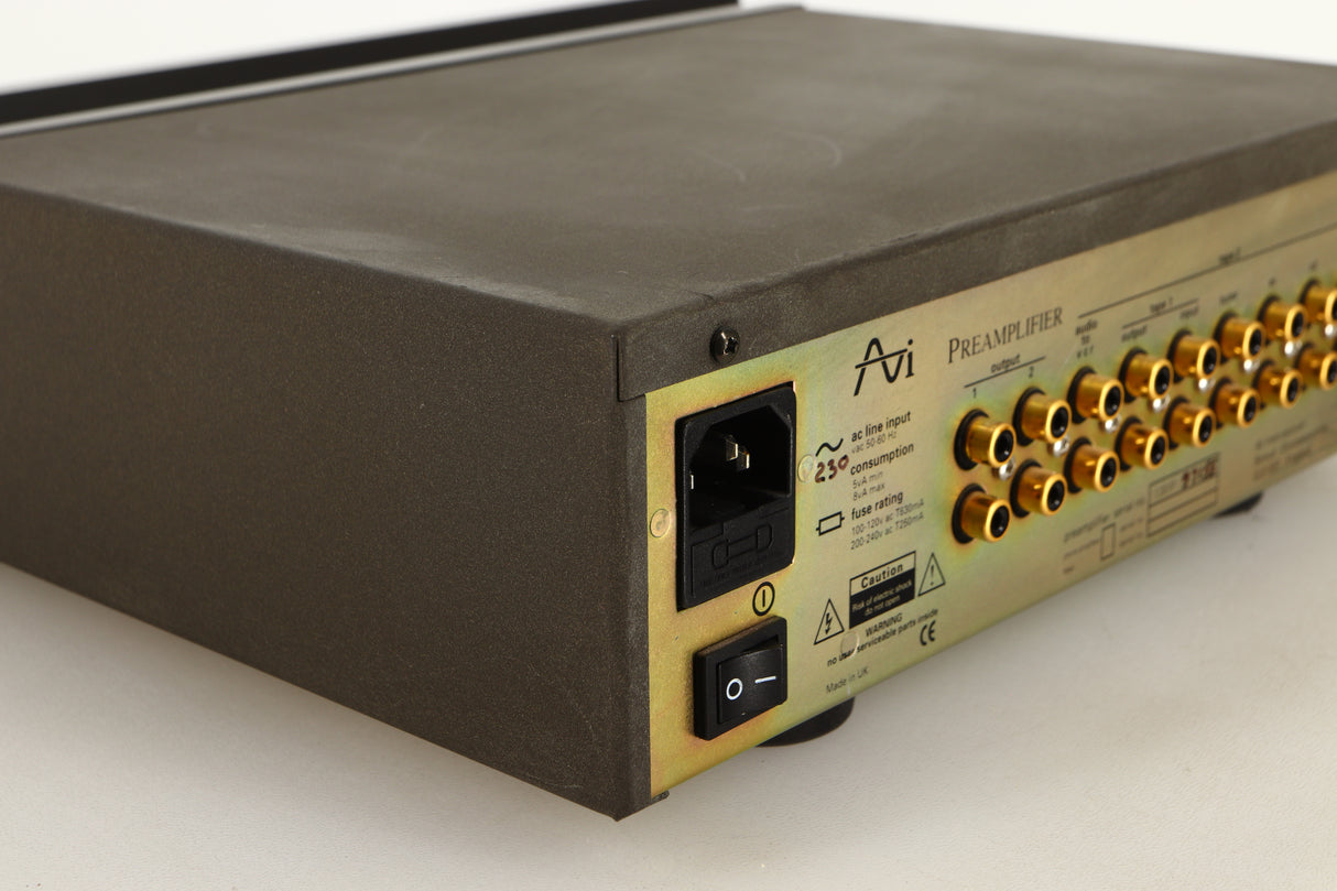 Rear left corner view of a used AVI S2000MP Pre Amplifier