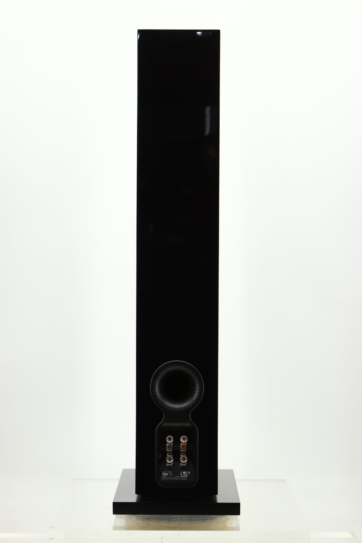 Rear view of a used B&W 704 S2 Floorstanding Speakers in Gloss Black 