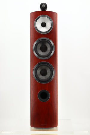 Front view of a used B&W 804 D3 Floorstanding Speakers in Rosenut finish 