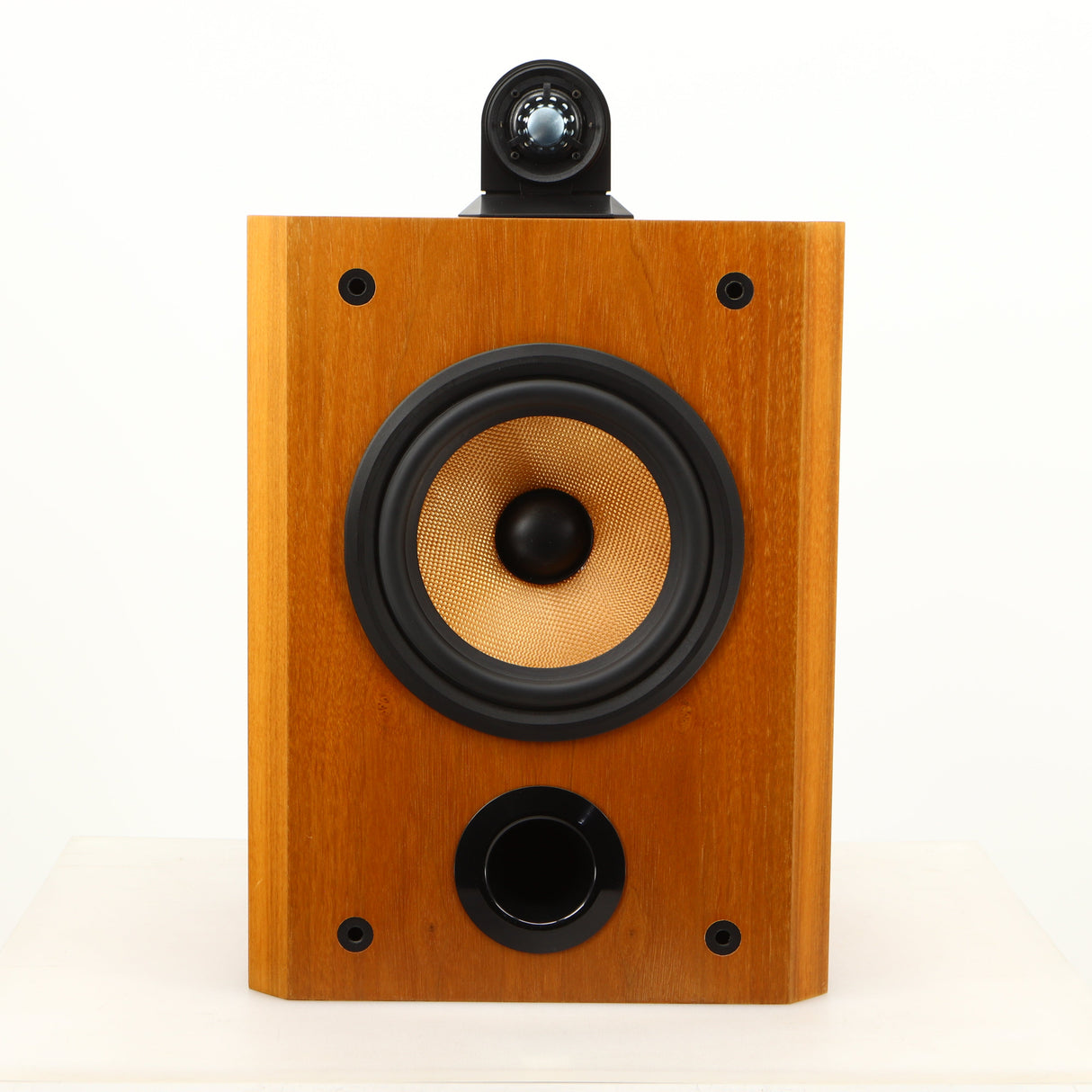 Front view of a used B&W 805 Matrix Standmount Speaker in a cherry finish