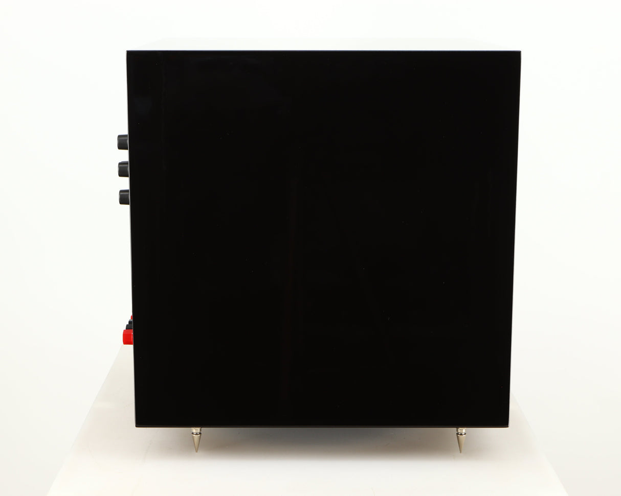 Left side view of a used B&W ASW10CM Subwoofer in a gloss black finish