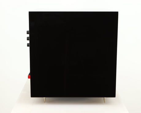 Left side view of a used B&W ASW10CM Subwoofer in a gloss black finish