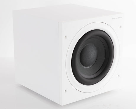 Front left corner of a used B&W ASW608 Subwoofer in a Matt White finish