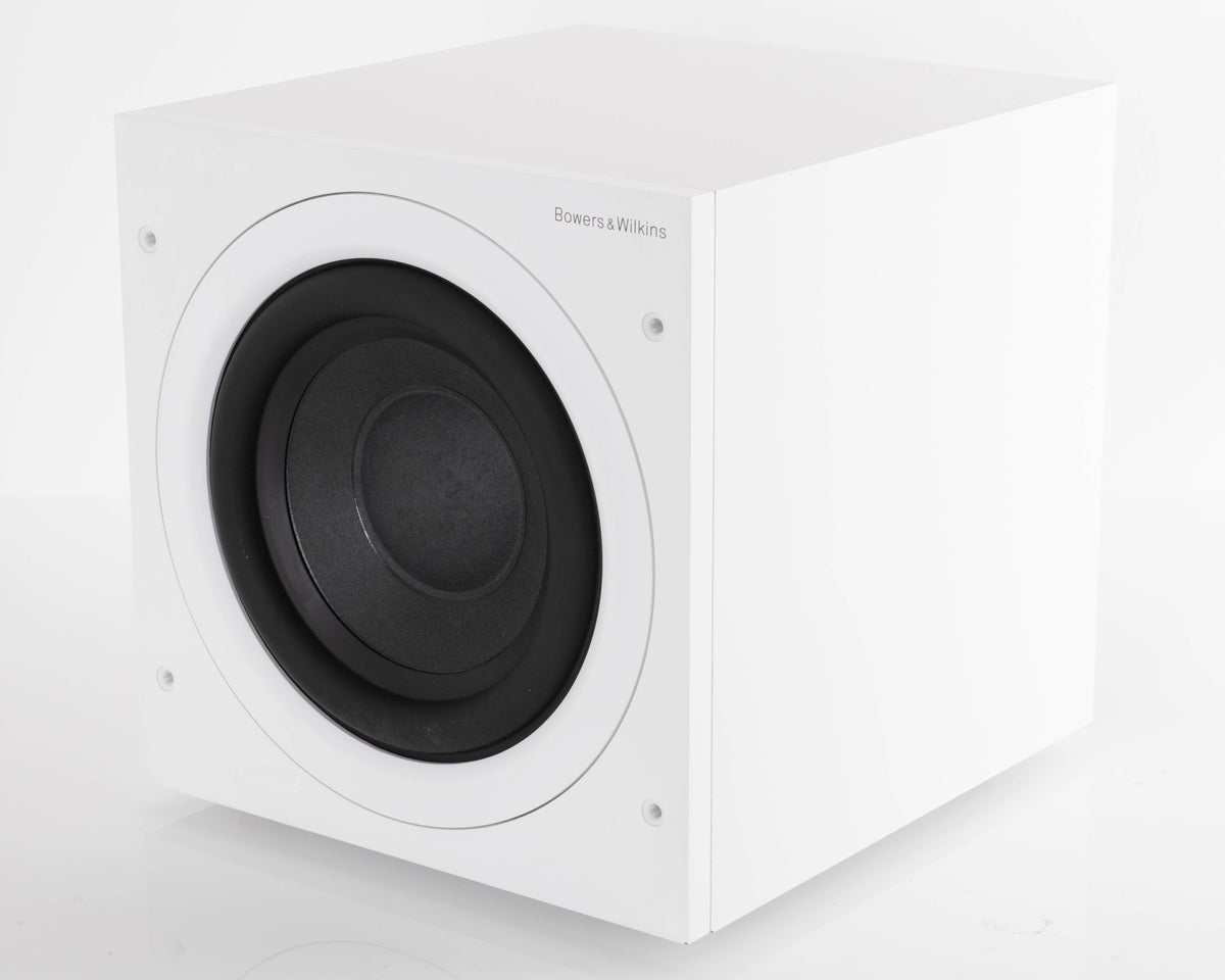 Front right corner of a used B&W ASW608 Subwoofer in a Matt White finish