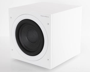 Front right corner of a used B&W ASW608 Subwoofer in a Matt White finish