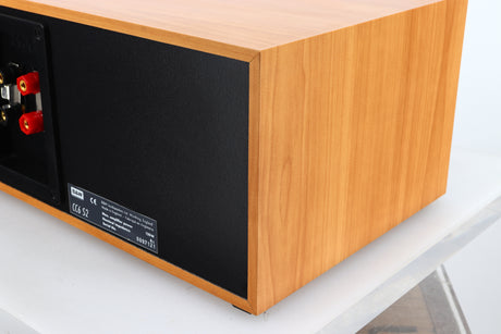 Rear right corner view of a used B&W CC6 S2 Centre Speaker in Cherry finish 