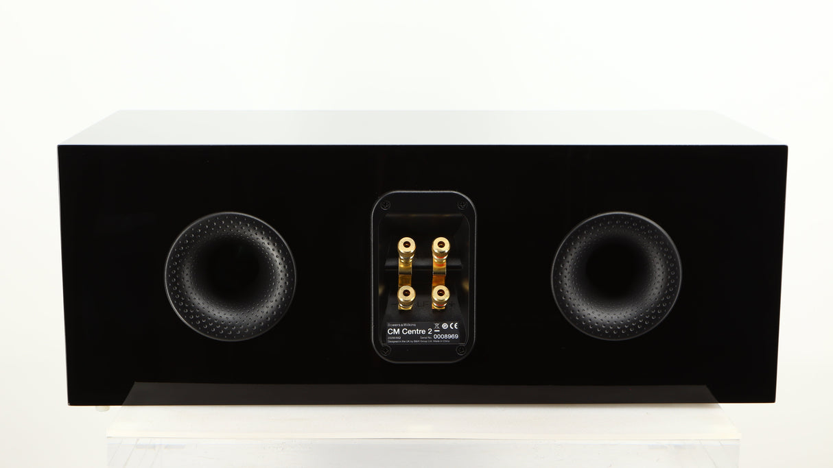 Rear view of a used B&W CM Centre 2 Centre Speaker in a black gloss finish