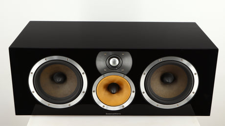 Top of a used B&W CM Centre 2 Centre Speaker in a black gloss finish