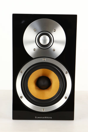 Front view of a used B&W CM1 Standmount Speaker in Gloss Black finish
