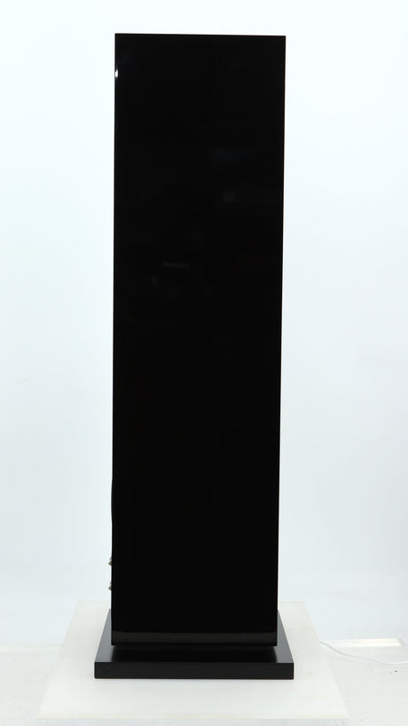 Left side view of a used B&W CM8 S2 Floorstanding Speaker in a piano black finish