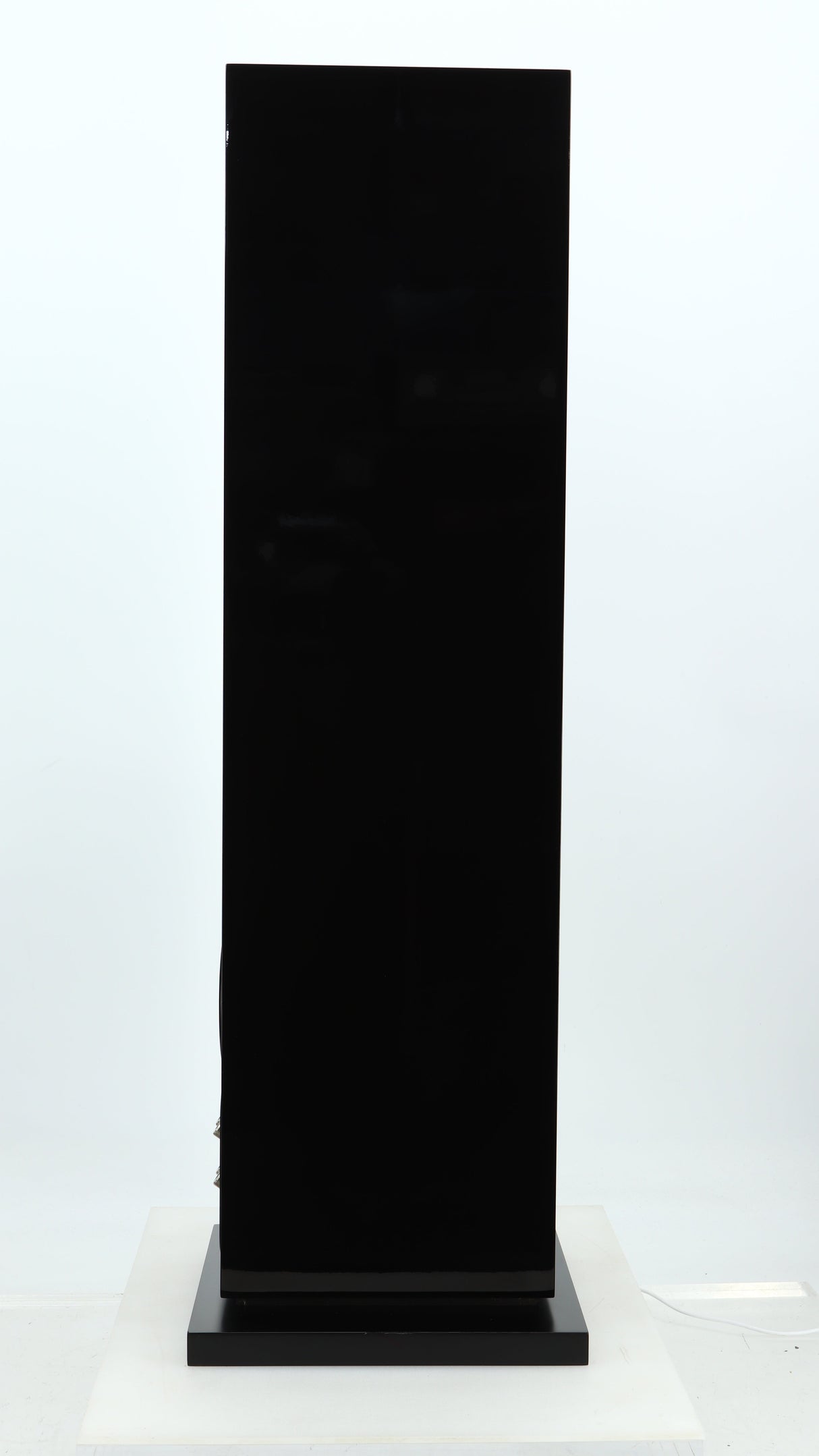 Left side view of a used B&W CM8 S2 Floorstanding Speaker in a piano black finish