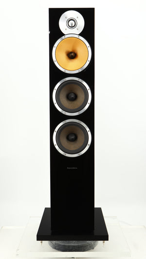Front view of a used B&W CM9 Floorstanding Speaker in a gloss black finish