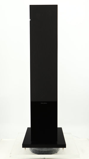 Front view of a used B&W CM9 Floorstanding Speaker in a gloss black finish showing Grille