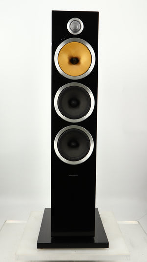 Front view of a used B&W CM9 S2 Floorstanding Speaker in a gloss black finish