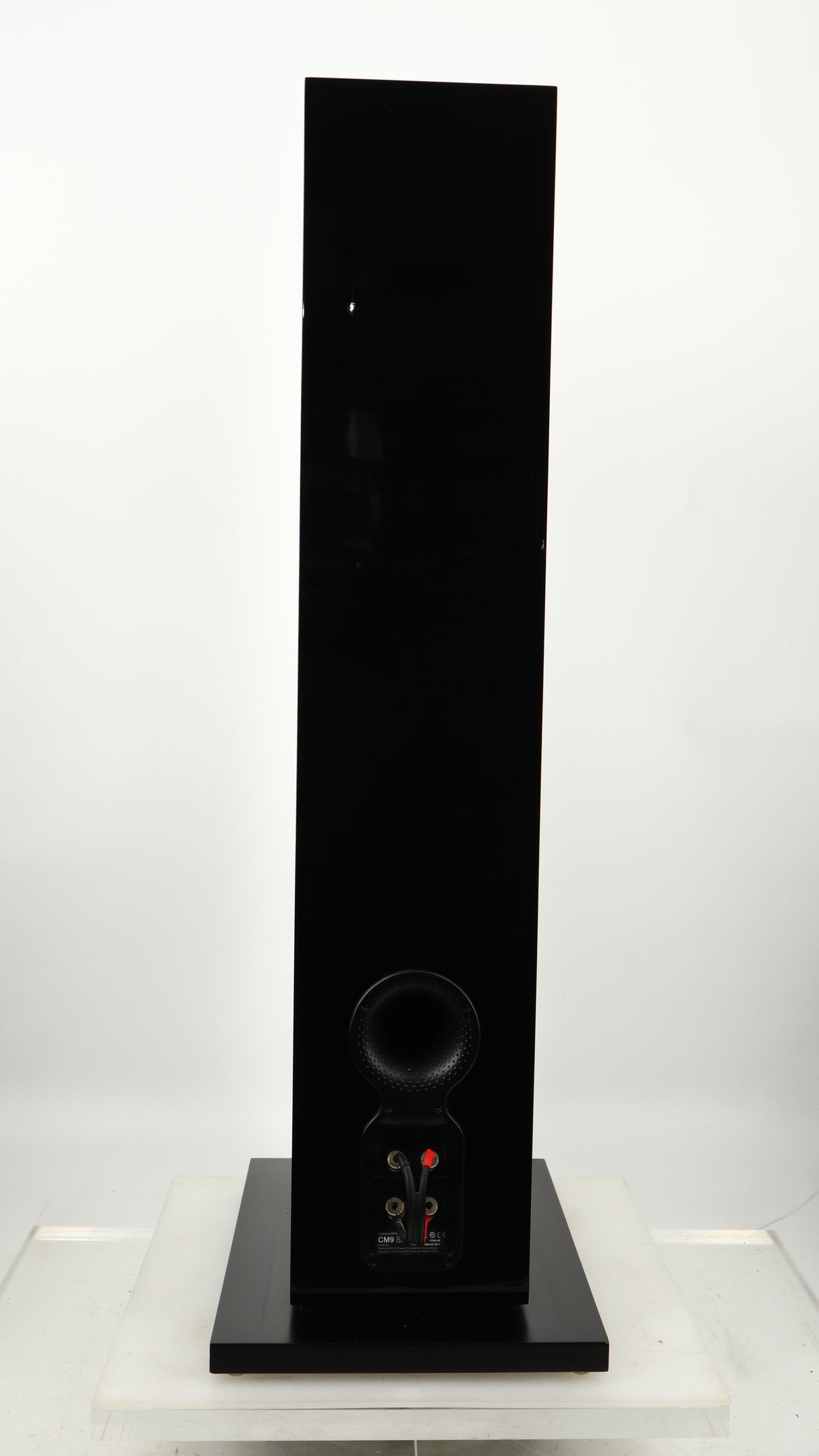 Rear view of a used B&W CM9 S2 Floorstanding Speaker in a gloss black finish