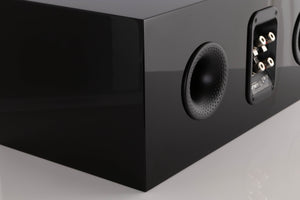 Rear right corner of a used B&W HTM 71 S2 Centre Speaker in a Black Gloss finish