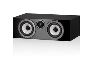 Front view of a B&W HTM72 S3 Centre Speaker in a gloss black finish