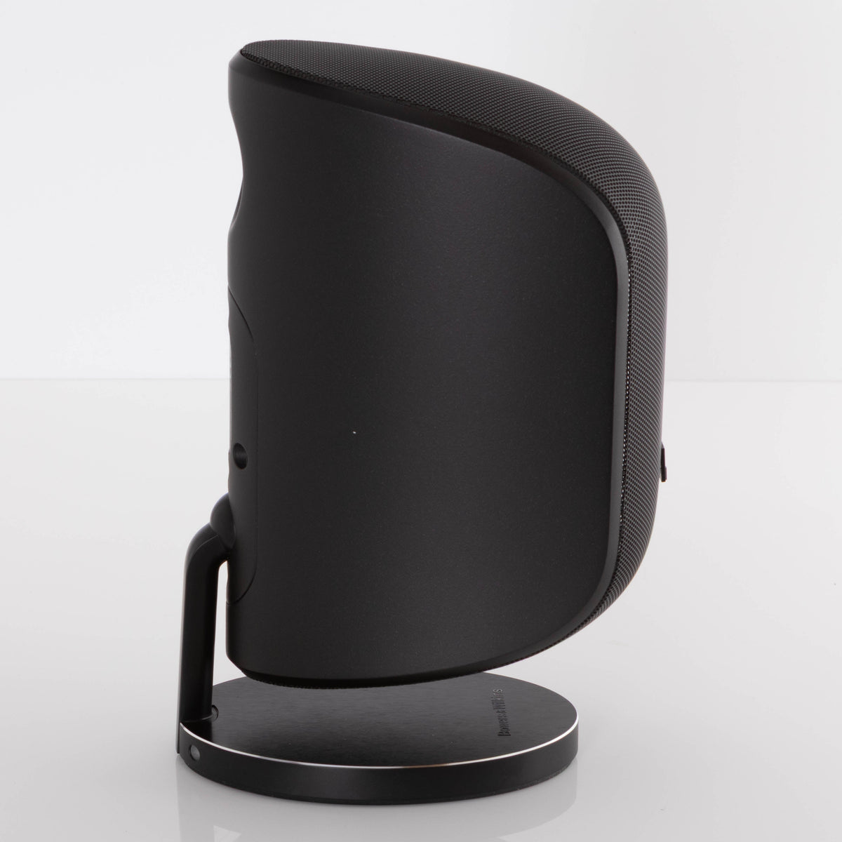 Left side view of a used B&W M-1 Mini Theatre Speaker in a Matte Black finish