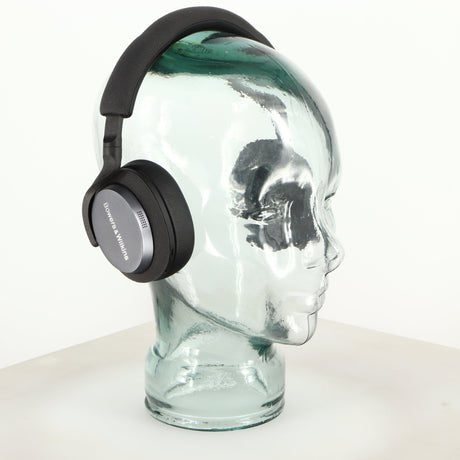 Front left angle of used B&W PX5 Noise Cancelling Wireless Headphones in a space grey finish