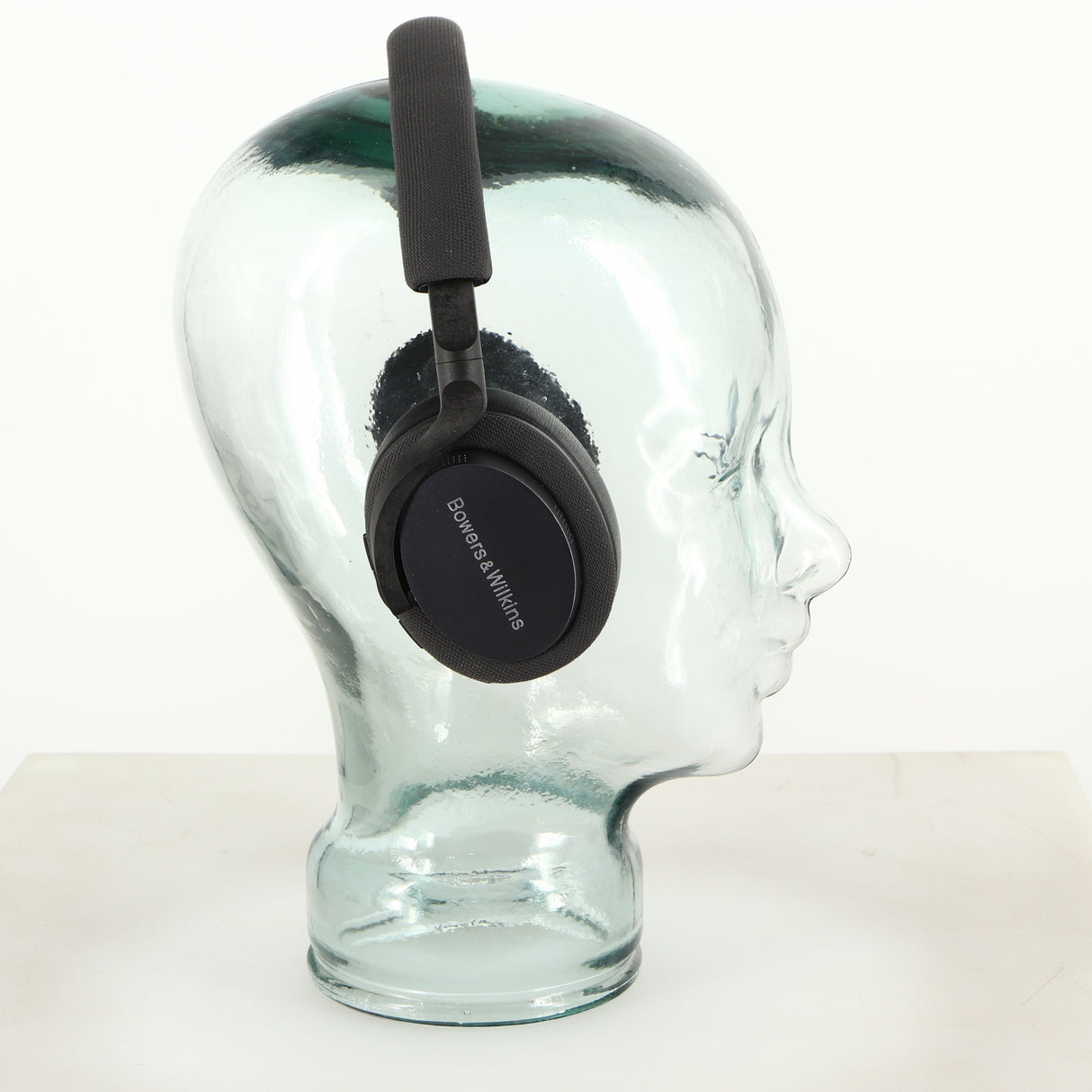 Left side view of used B&W PX5 Noise Cancelling Wireless Headphones in a space grey finish