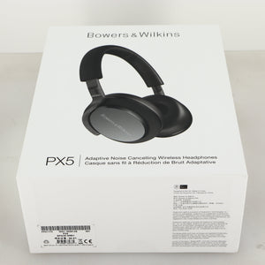 Box for used B&W PX5 Noise Cancelling Wireless Headphones in a space grey finish