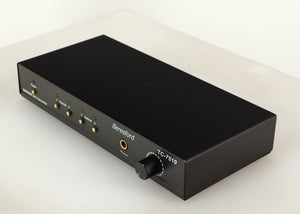 Front right corner of a used Beresford TC7510 Digital Analogue Converter in a black finish