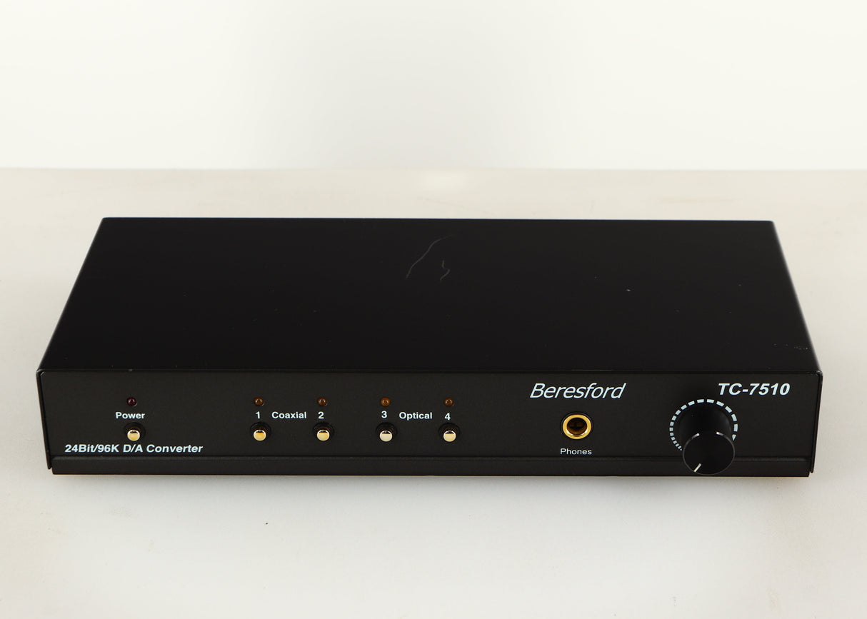 Front view of a used Beresford TC7510 Digital Analogue Converter in a black finish