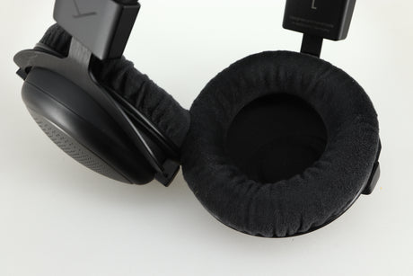 Close up of a used Beyer Dynamic T-1 GEN3 Headphones in a black/silver finish showing the inside of the muff 