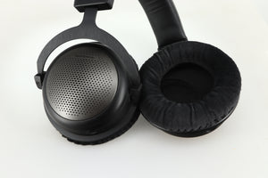 Close up of a used Beyer Dynamic T-1 GEN3 Headphones in a black/silver finish showing the inside of the muff 