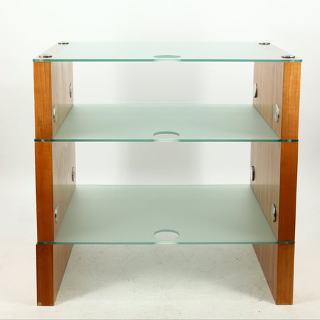 Front view of a used BLOK Hifi Stand Shelf 3 in a cherry finish