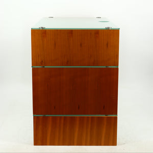 Left side view of a used BLOK Hifi Stand Shelf 3 in a cherry finish