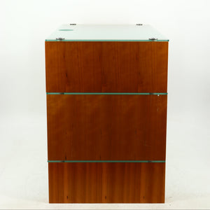 Right side view of a used BLOK Hifi Stand Shelf 3 in a cherry finish