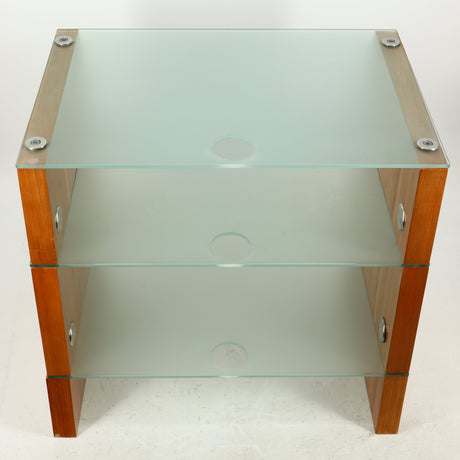 Top of a used BLOK Hifi Stand Shelf 3 in a cherry finish