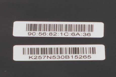 Close up of a used Bluesound Node Icon Music Streamer in a Black finish showing serial number