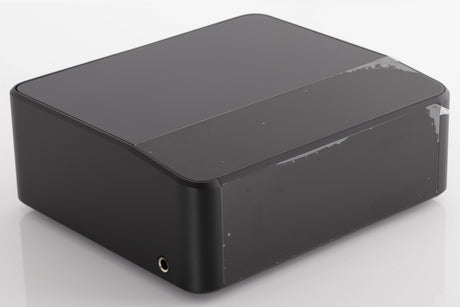 Front left corner of a used Bluesound Node Icon Music Streamer in a Black finish