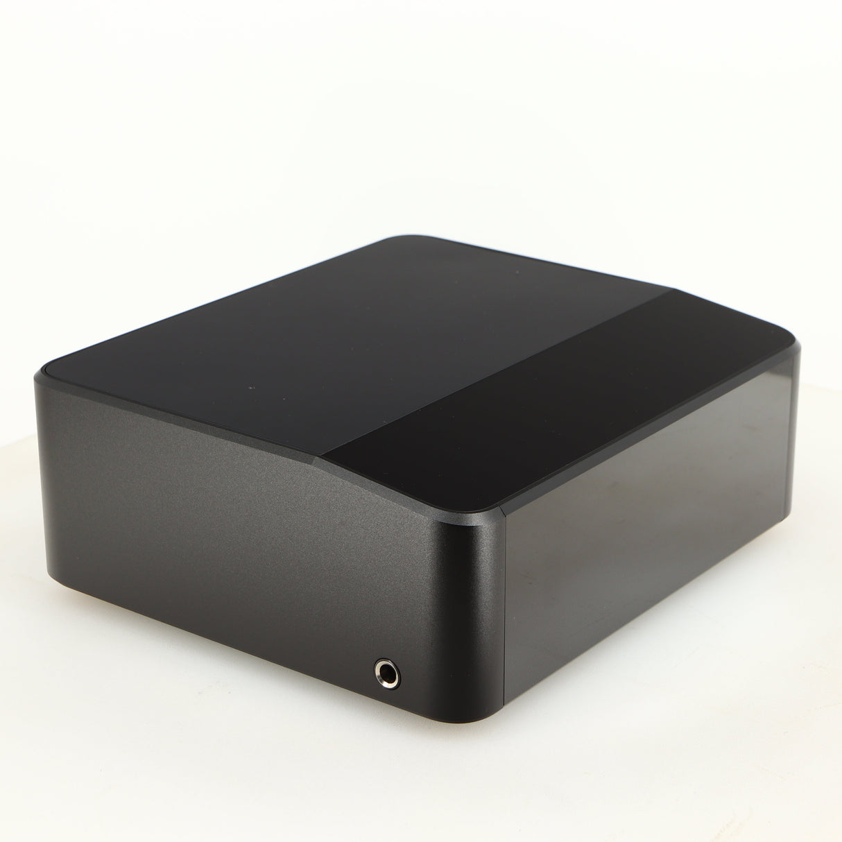 Front left corner of a used Bluesound Node Icon Streamer in a black finish