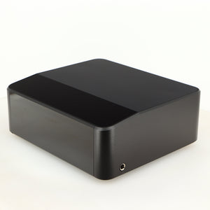 Front right corner of a used Bluesound Node Icon Streamer in a black finish