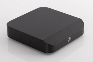 Front left corner of a used Bluesound Node Nano Streamer in a Black finish