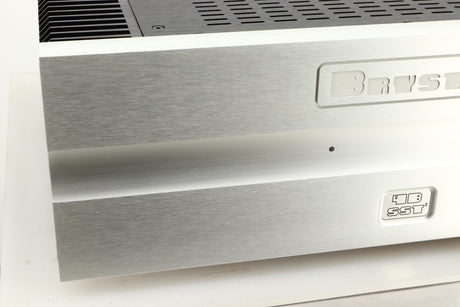 Close up view of a used Bryston 4BSST2 Power Amplifier in Silver finish