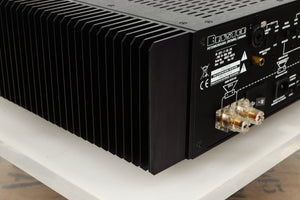 Rear left corner view of a used Bryston 4BSST2 Power Amplifier in Silver finish