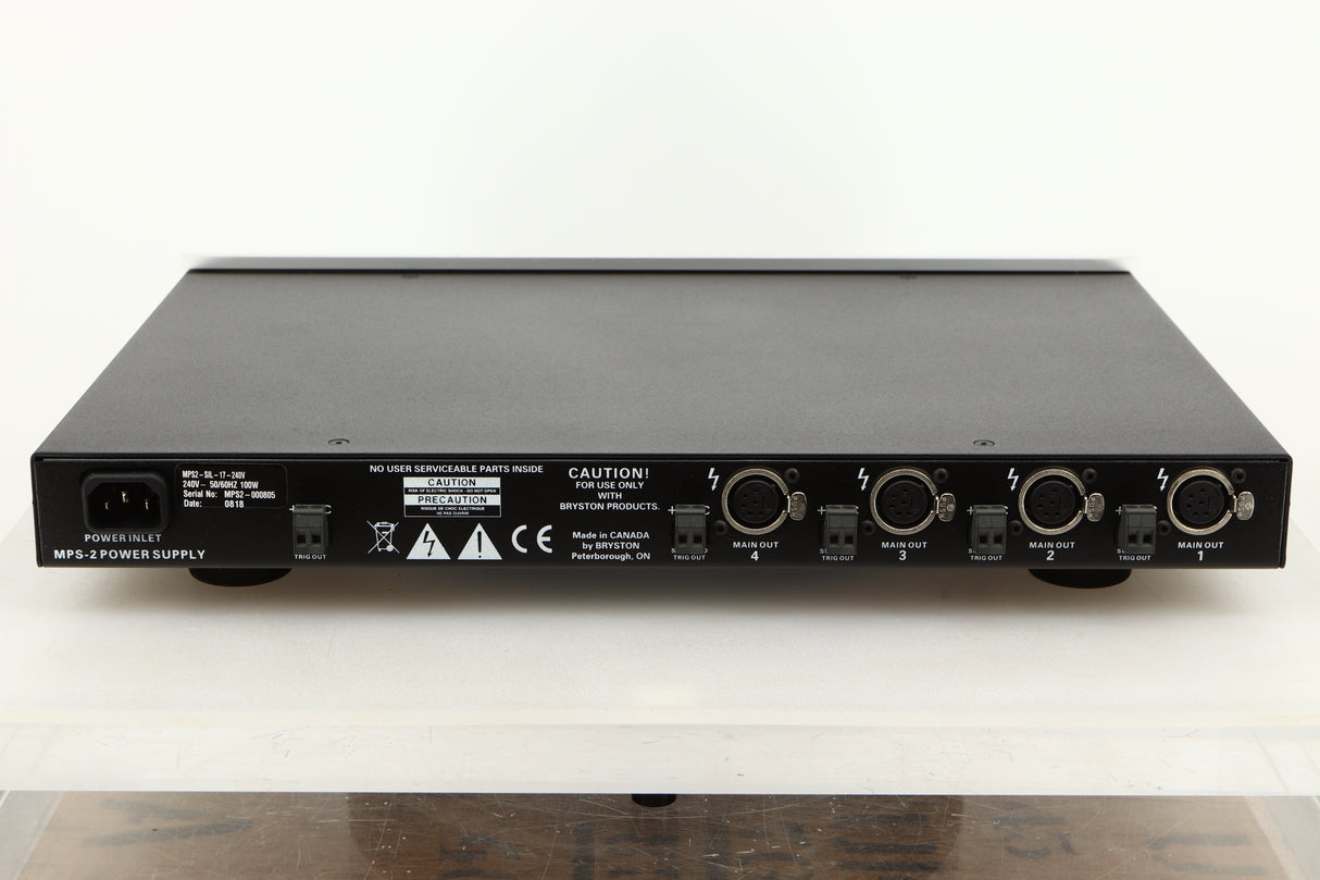 Rear view of a used Bryston MPS2 Power Supply in Silver finish 
