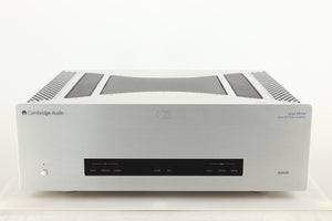 Front view of a used Cambridge Audio 851W Power Amplifier in a silver finish