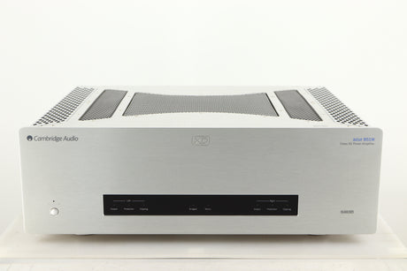 Front view of a used Cambridge Audio 851W Power Amplifier in a silver finish