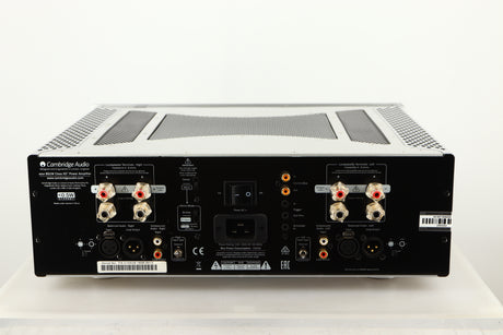 Rear view of a used Cambridge Audio 851W Power Amplifier in a silver finish
