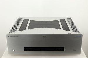 Top of a used Cambridge Audio 851W Power Amplifier in a silver finish
