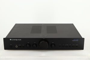 Front view of a used Cambridge Audio 340A Integrated Amplifier in a black finish